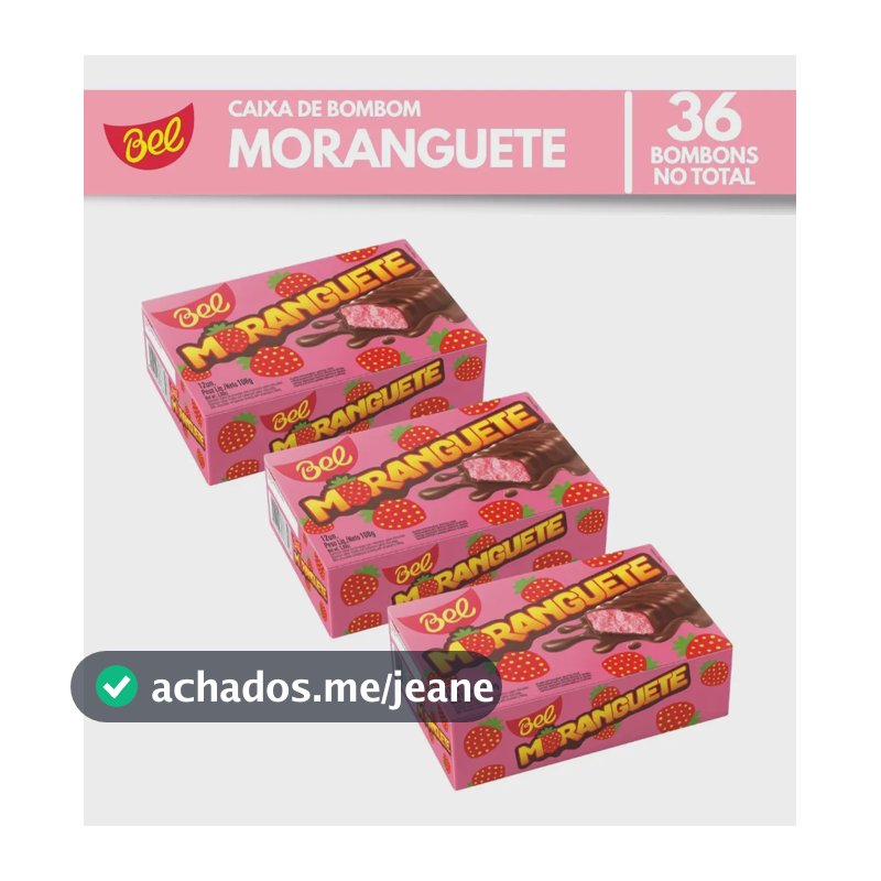 Kit 3 Caixas Bombom Moranguete 108g Bel Chocolates Original