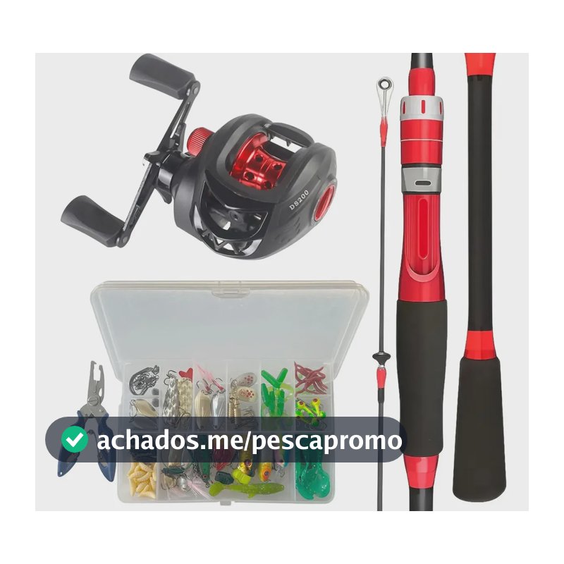 Kit Pesca Premium 110 + Carretilha Direita+vara 1,80m