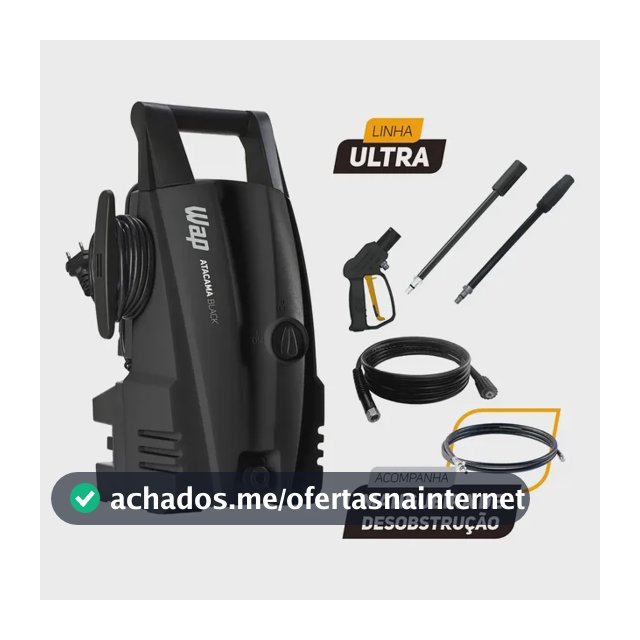Desobstruidora e Lavadora de Alta Pressão Compacta WAP Atacama Black Ultra 1400W 1500 PSI 220V