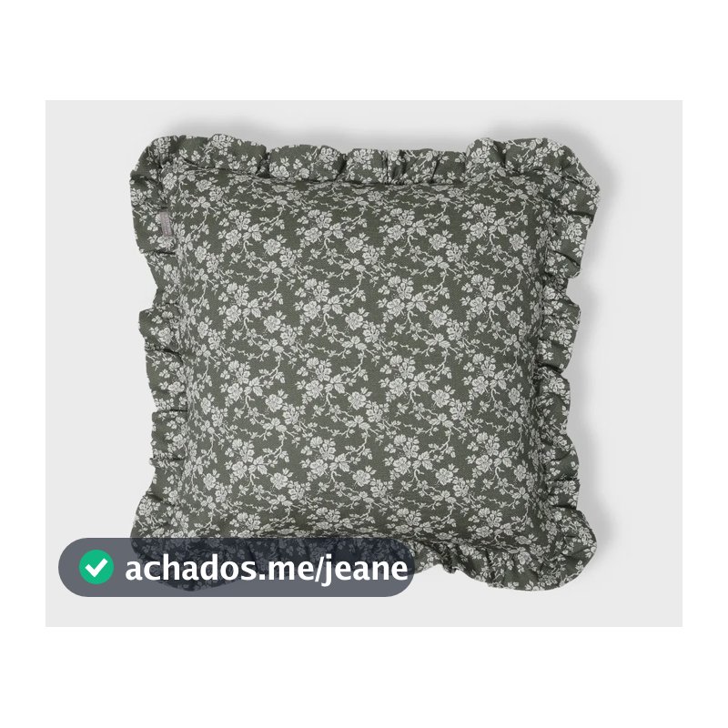 Capa de Almofada Estampada com Babados Floral Dora Verde 100% Algodão 43x43cm