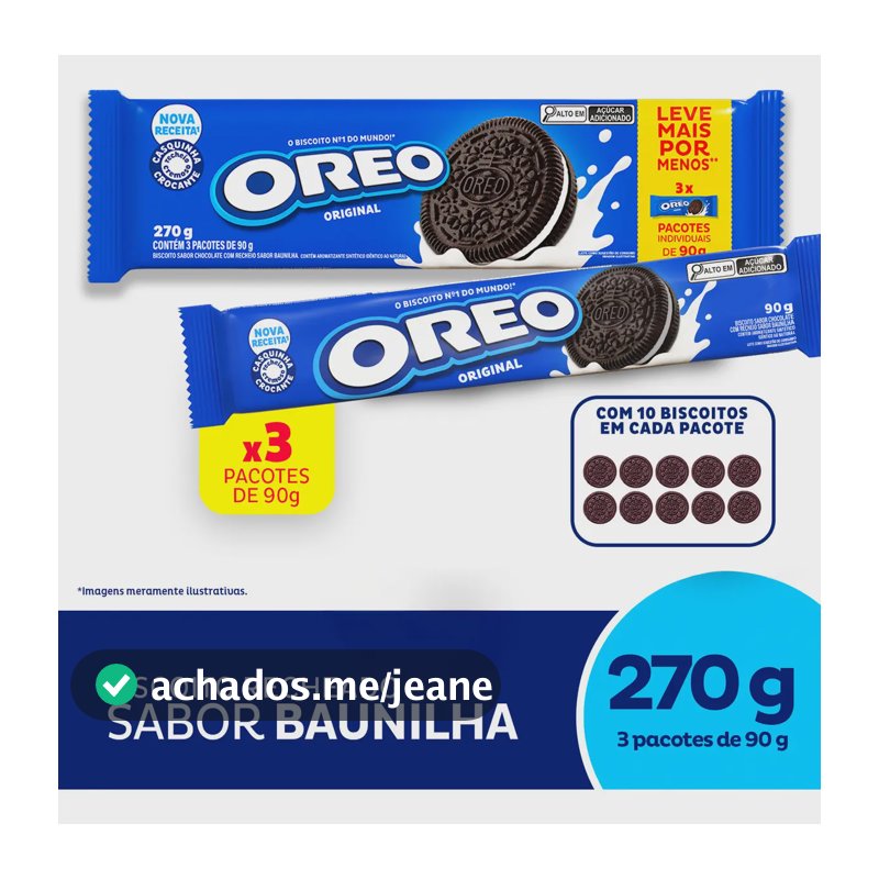 Biscoito Recheado Oreo Original - Embalagem Econômica Multipack 270g