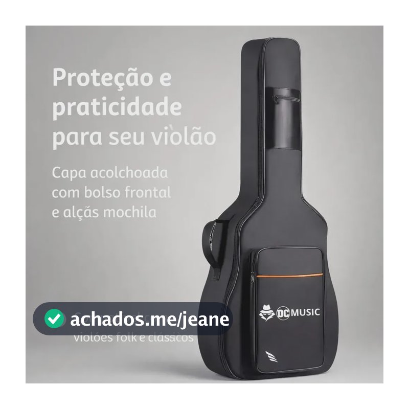 Capa para Violão Don Caprini Acolchoada com Alça Mochila e Bolso Frontal para Folk e Clássico até 41"