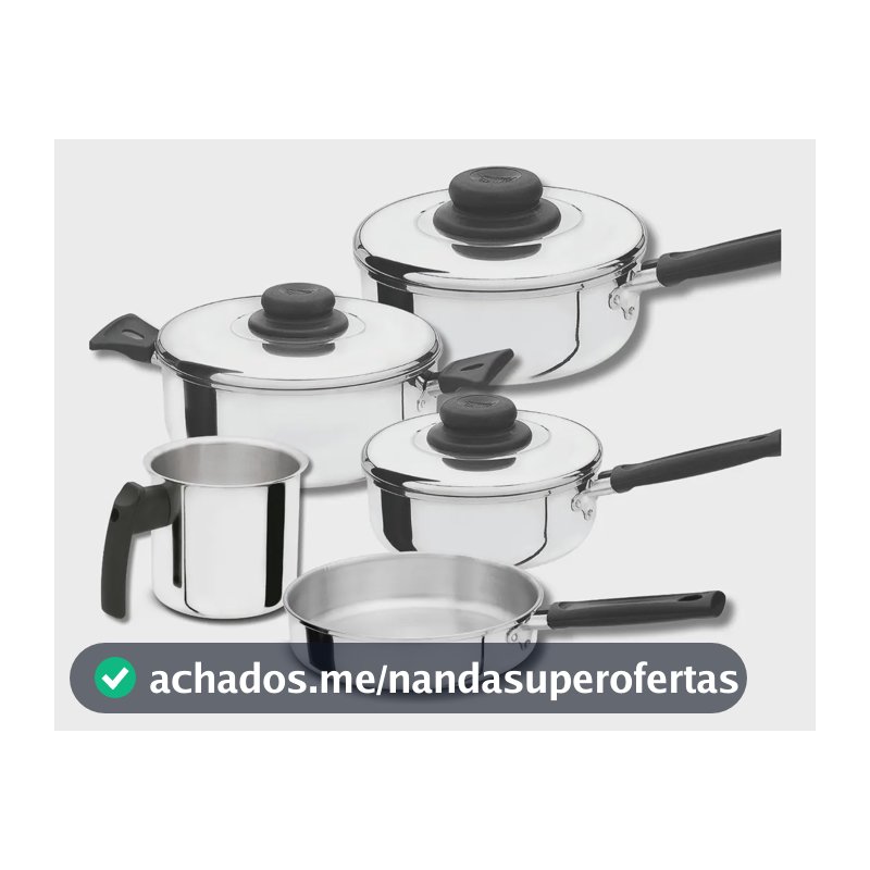 Conjunto De Panelas Caçarolas Polido Fortlar 5 Pçs. Cor Polida
