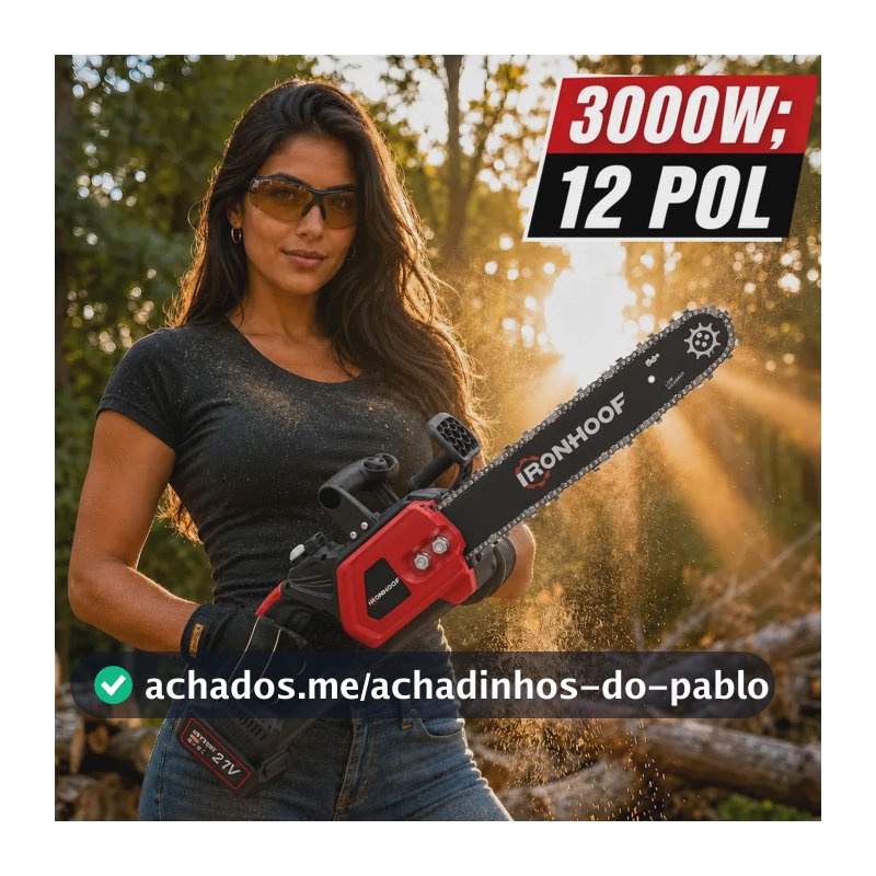 Motoserra Eletrica 3000w Potente 12 Polegadas Profissional Brushless Com 2 Baterias Recarregável