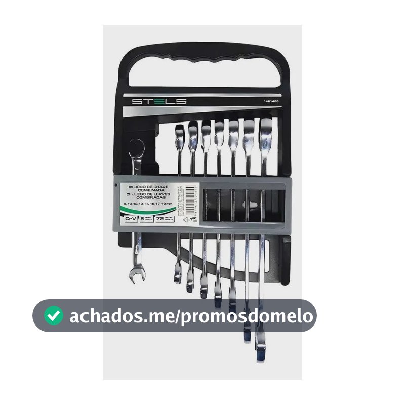Jogo De Chaves Combinada 8 A 19mm Com Catraca 8 Peças Stels