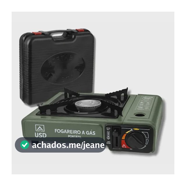 Fogareiro Portátil USD Camping Acendimento Automático Com Maleta Cor Verde