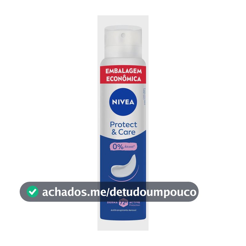NIVEA Desodorante Antitranspirante Aerossol Protect & Care 200ml, Proteção 72h, Cuidado Suave, Axilas Protegidas