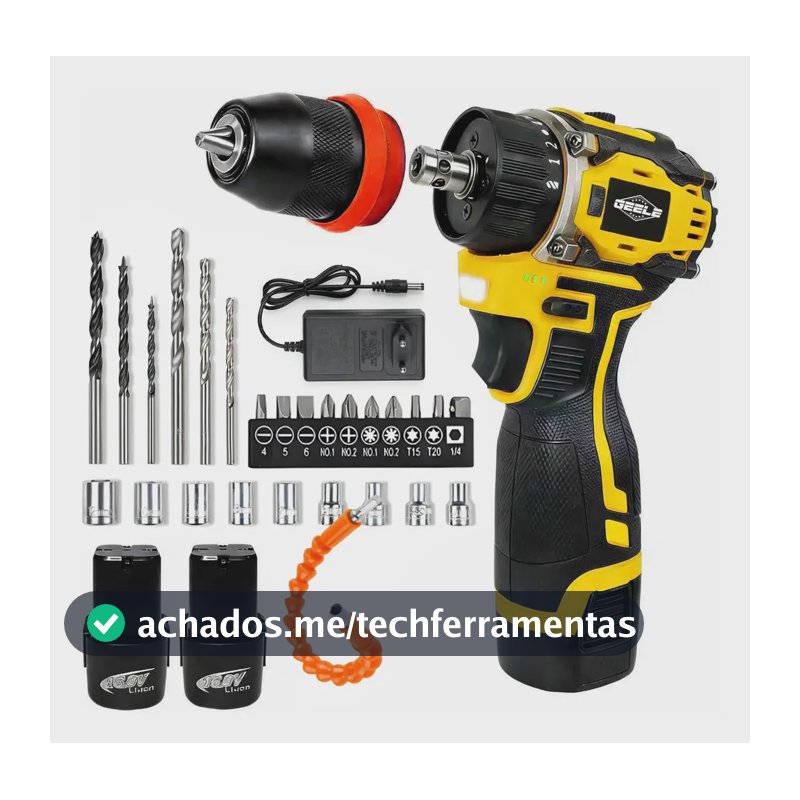 Parafusadeira Furadeira Portátil Sem Escova 16.8v 2 Baterias Amarelo 16.8v 50hz/60hz