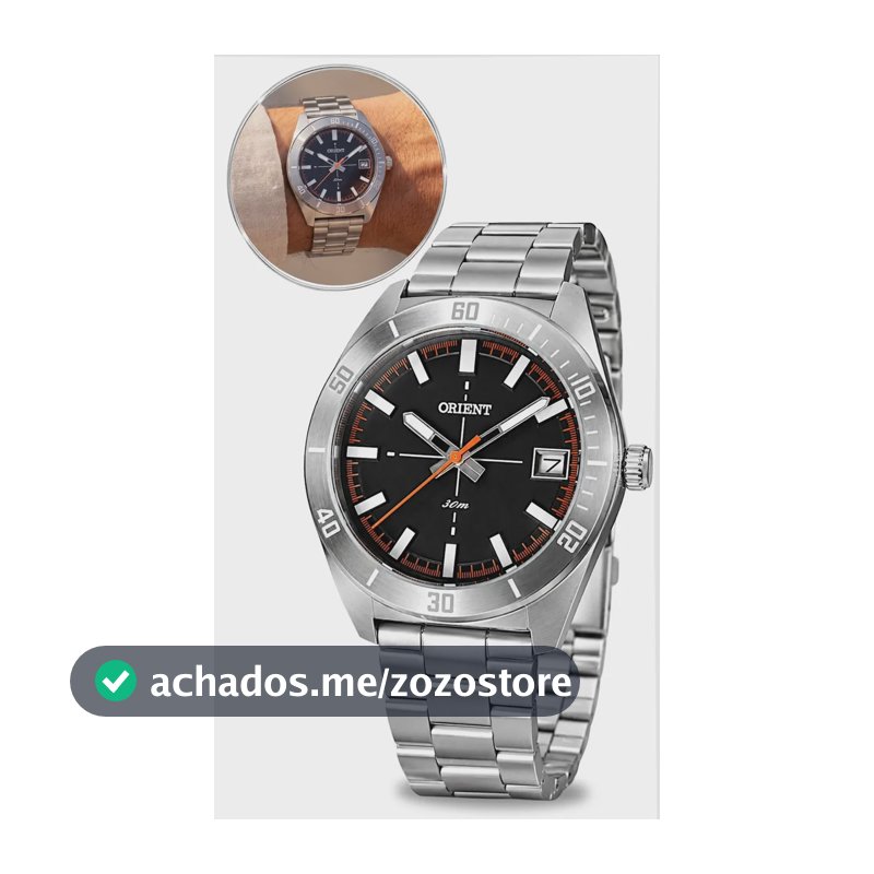 Relógio Orient Masculino Analógico de Aço Inoxidável com Calendário e Mostrador Preto