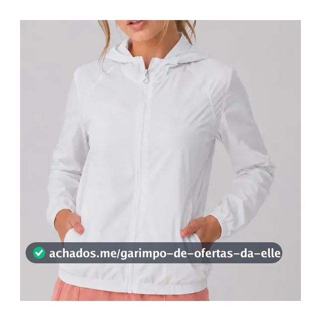 Jaqueta Feminina Iz Corta Vento Ultra Leve Com Capuz 2026 Branco M Liso