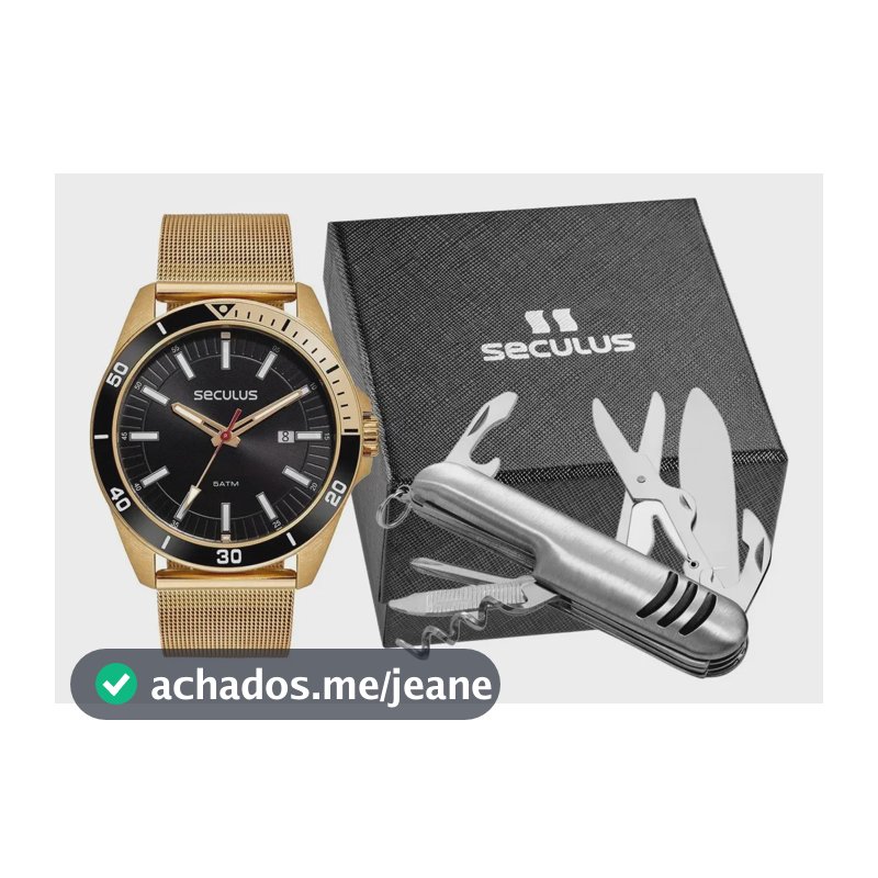 Relógio De Pulso Seculus Masculino 77211gpskda2k1 Dourado Dourado-escuro Preto
