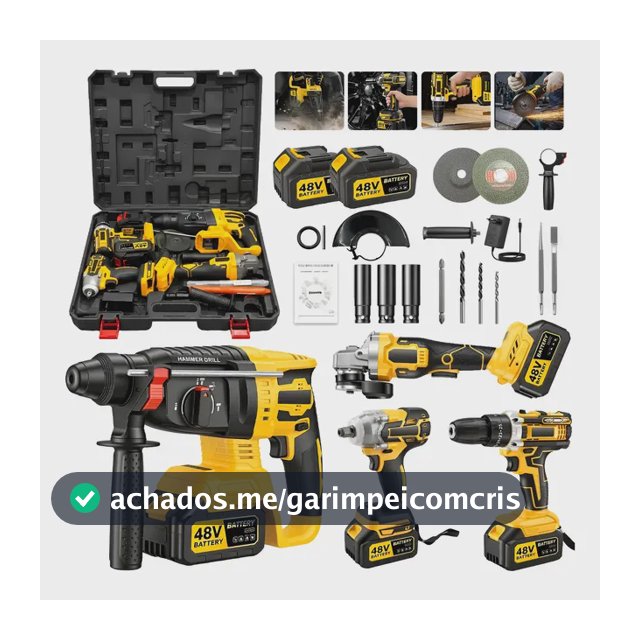 Kit 4 Em 1 Ferramentas Elétricas Profissional Com 2 Baterias