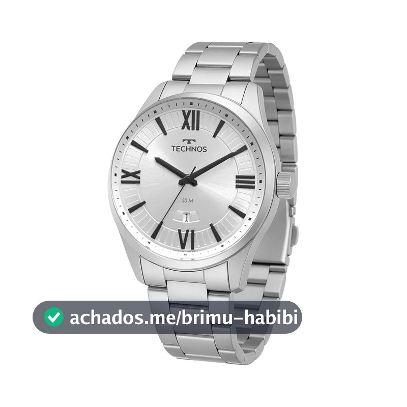 Relógio Technos Masculino Steel Prata Fundo Prateado