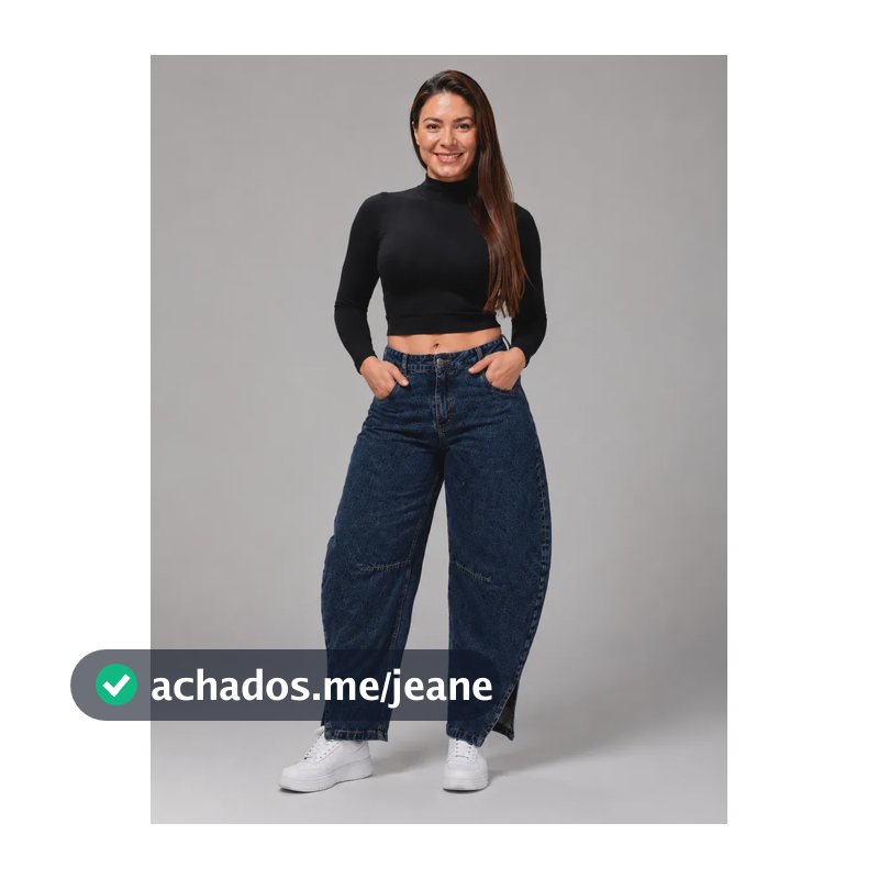 Calça Jeans Barrel Baggy Balloon Cós Magico Fenda Lateral Azul Escuro Stone 44