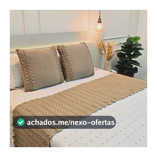 Kit Peseira Manta Tricot Cama Queen Aconchego + 2 Capas 45cm