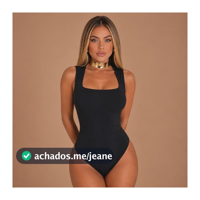 Body Feminino Decote Quadrado Forro Duplo Em Suplex Preto Lisa Gg