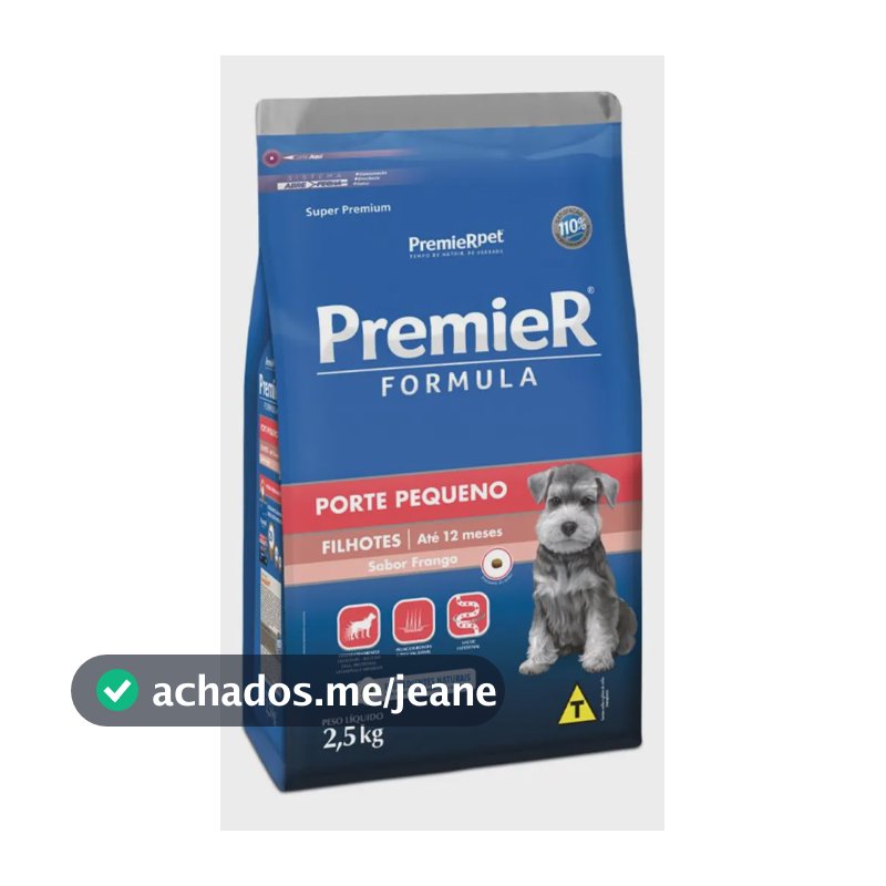 Ração Premier Super Premium Filhote Raças Pequenas Sabor Frango 2,5kg