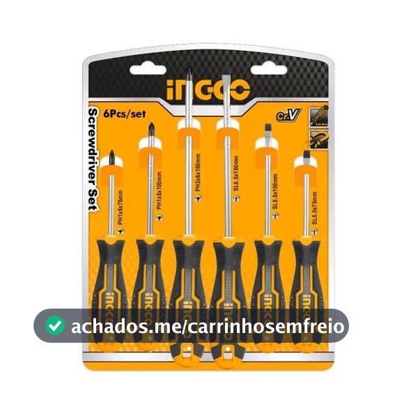 Jogo Chave De Fenda E Phillips Pro Imantado 6 Peças - Ingco