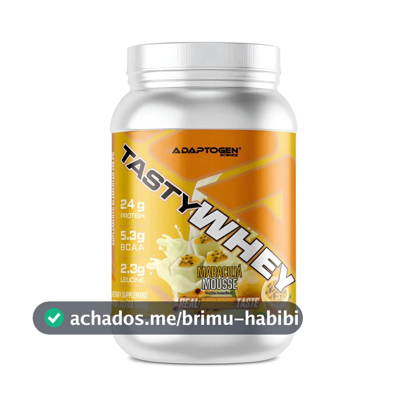 Suplemento Tasty Whey 3w Gourmet Whey Protein Adaptogen Science Pote 900g Sabor Mousse de Maracujá