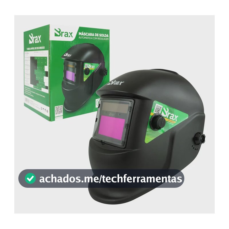 Máscara de Solda Automática Brax com Regulagem Solar TIG MIG MMA
