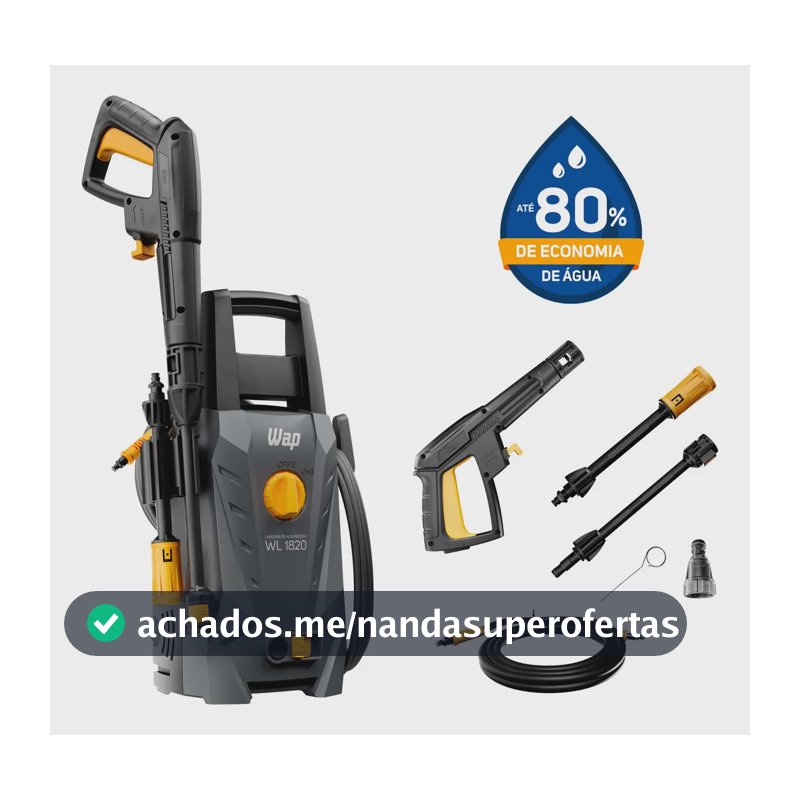 Lavadora de Alta Pressão WAP WL 1820 1400W com Stop Total, Jato Leque e Concentrado