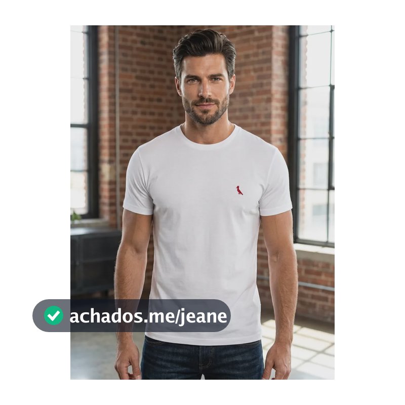 Camiseta Reserva Bordado Pica-pau Gola Careca - 100% Algodão Branco Brasa Gg Bordado