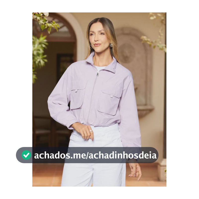 Jaqueta Fem. Corta Vento Cropped Facinelli 690139 Lavanda G Lisa