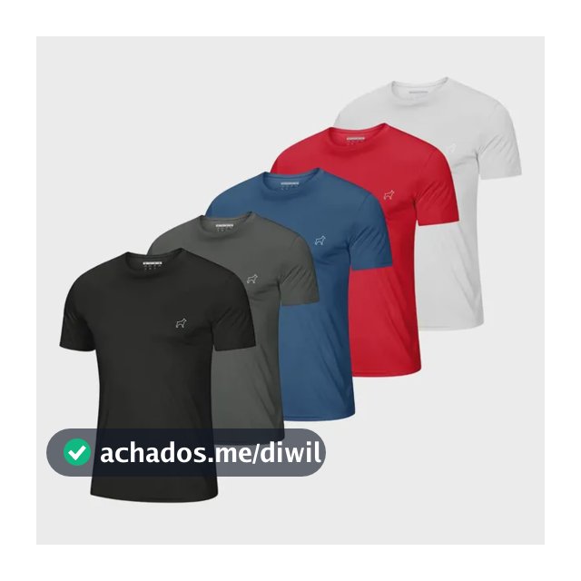Kit 5 Camisetas Parvori Dry Fit Academia Esportes - Slim Fit