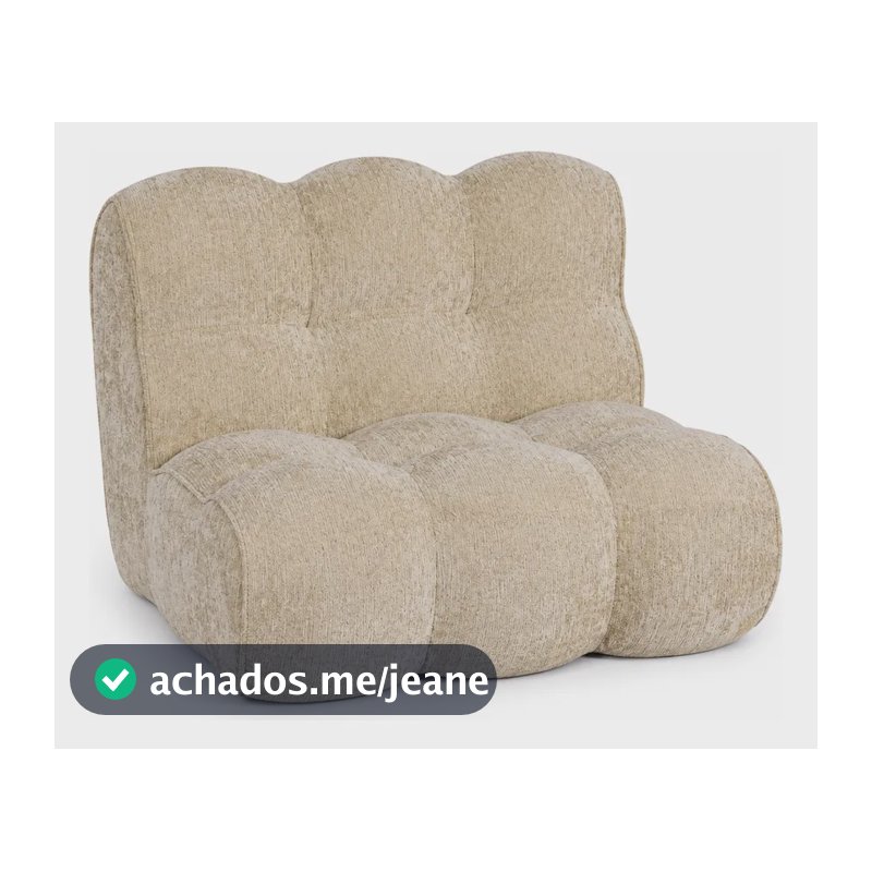 Poltrona Puff Nuvia Sofá Puff Creme Individual Espuma D40 Bege