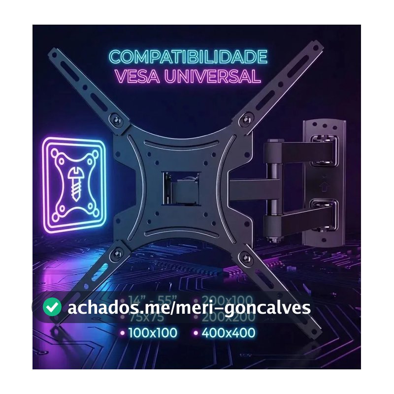 Suporte Tv Articulado Artflex Móvel Universal 32 Á 55 Polegadas Até 50kg Tv/lcd/ Led Painel E Parede