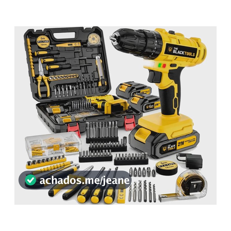 Parafusadeira Furadeira À Bateria Com Kit Completo 134 Peças
