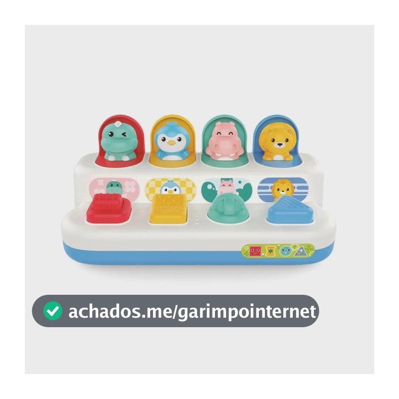 Brinquedo Educativo Interativo Para Bebê Pop-Up Aperta Pula Esconde Didático Pique Maxi Baby - ZOO