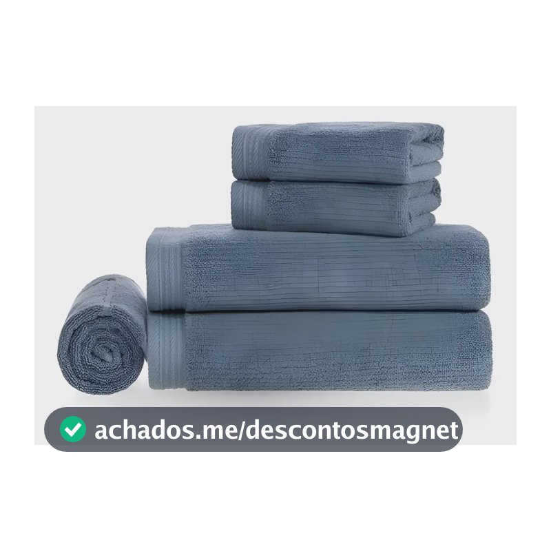 Jogo De Banho 5 Pçs 100% Algodão Fio Penteado Softmax Unika 450g/m² Imperial Azul Sereno Karsten