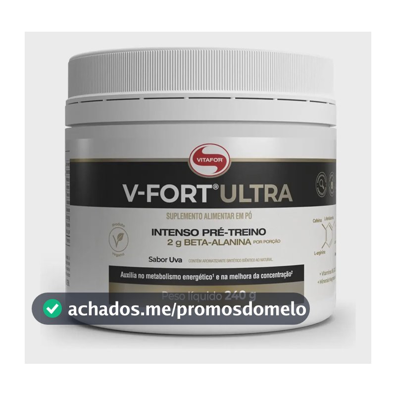 Pré-Treino V-Fort Ultra Vitafor 240g Sabor Uva