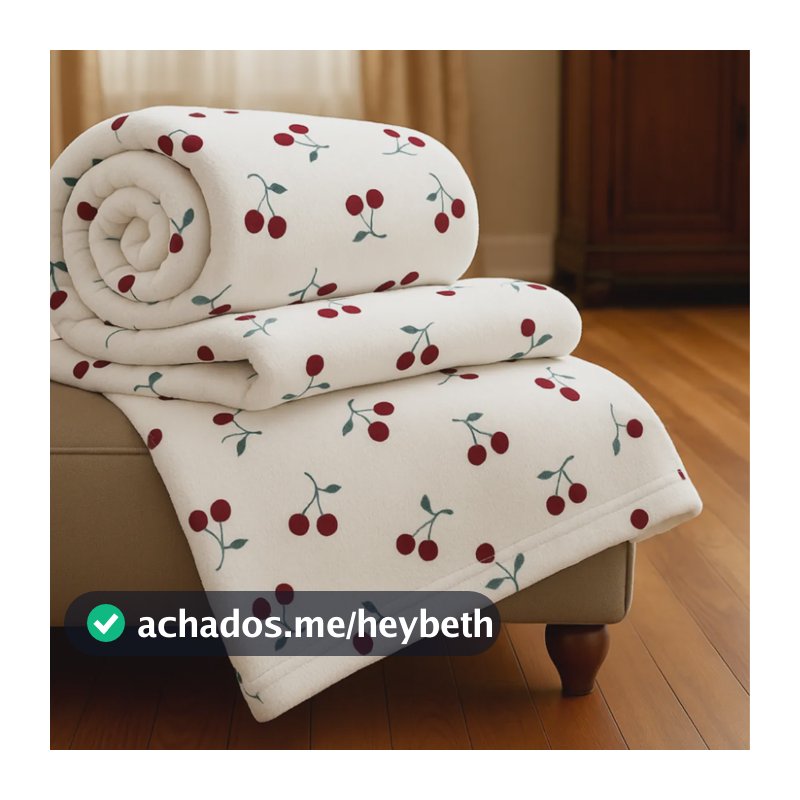 Cobertor Casal Manta Cereja Habitat Poá Bolinha Soft Macia Cereja Cerejas