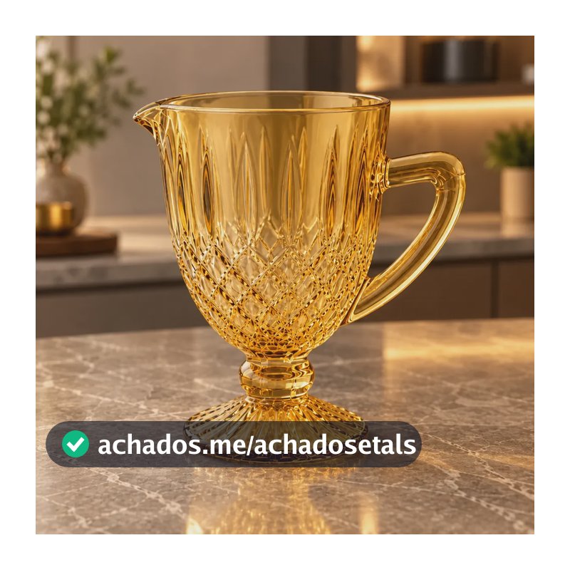 Jarra Vidro Âmbar 1,1l Texturizada Mesa Posta Casa Ambiente Âmbar