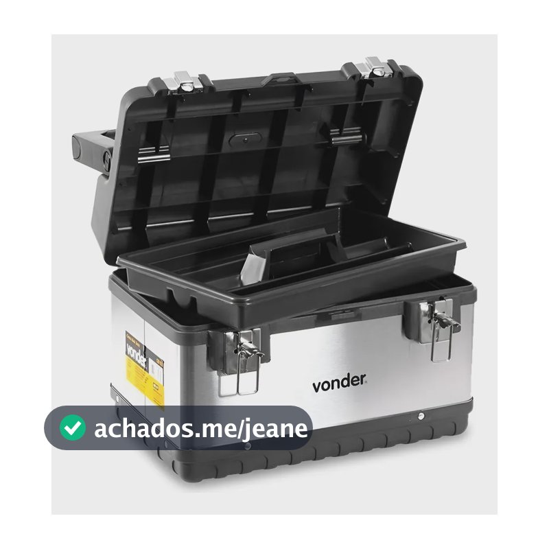 Caixa De Ferramentas Baú Vonder CBI 020 De Plástico e aço inox tipo 430 Com Bandeja 20kg