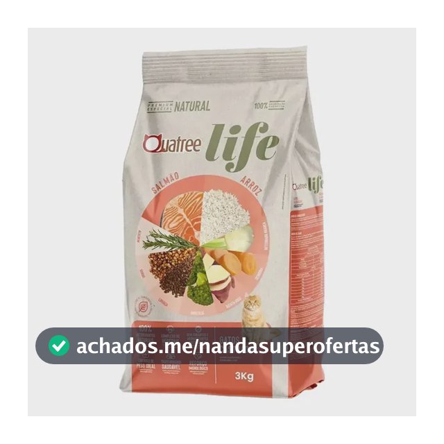 Ração Gato Adultos Castrados Quatree Life Salmão Arroz 3kg