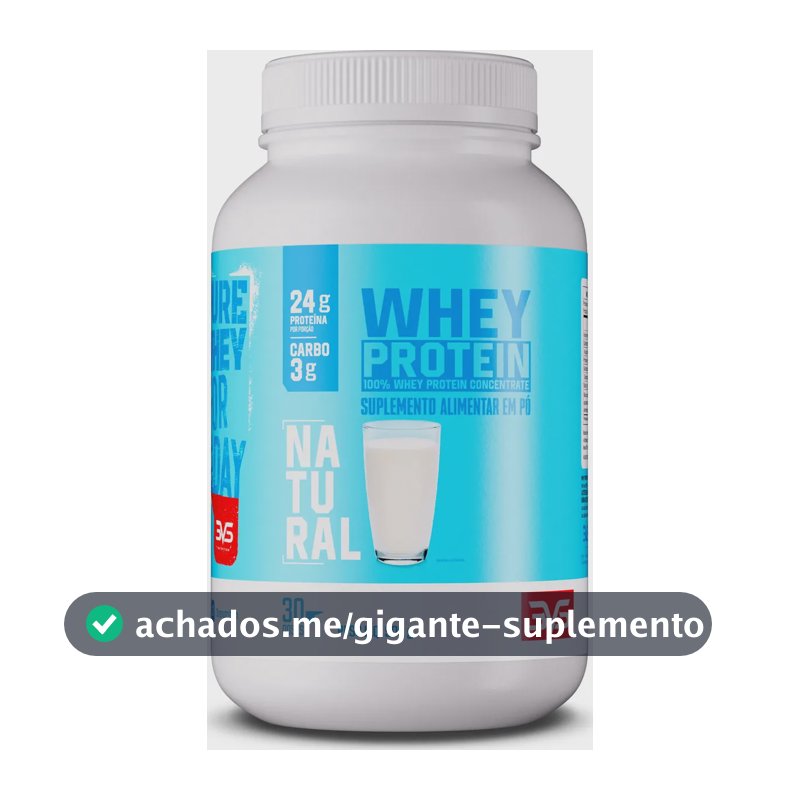 100% WHEY Protein Concentrado 900g Sabor Natural - Proteína 100% Pura - 3VS Nutrition
