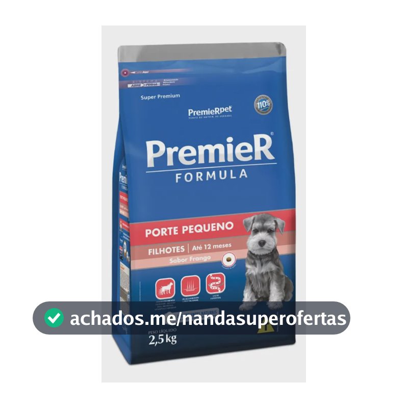 Ração Premier Super Premium Filhote Raças Pequenas Sabor Frango 2,5kg