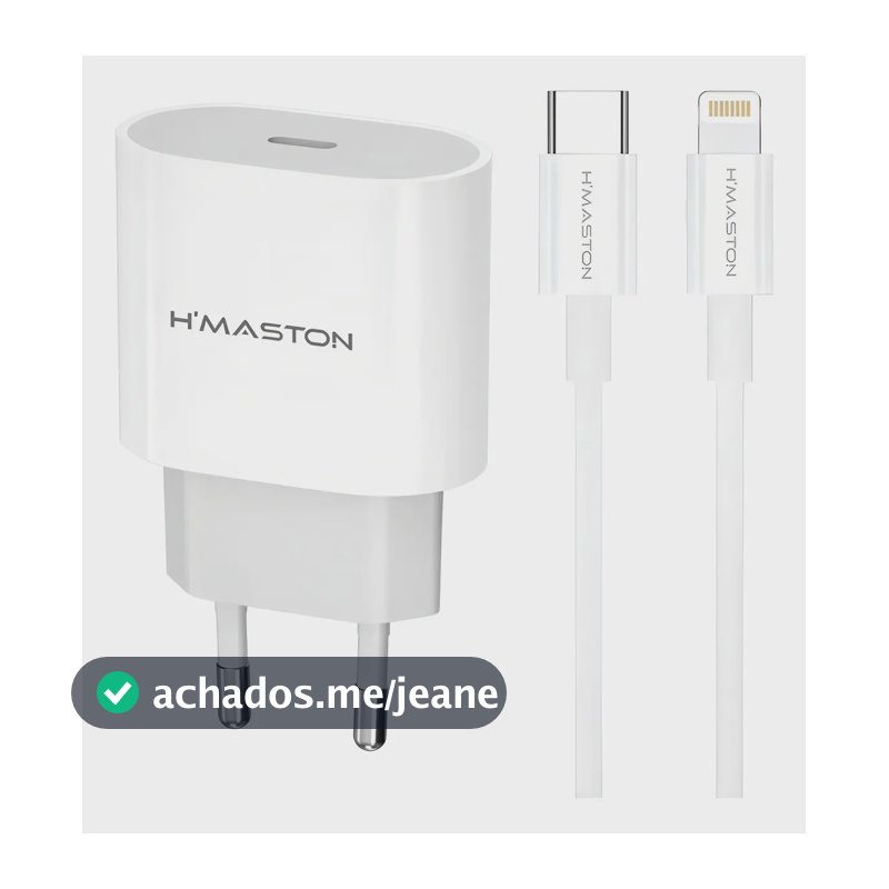 Fonte Cabo Carregador Turbo 30w Compativel iPhone 14 13 11 X Cor Branco H'maston Cb17 Ghsimports