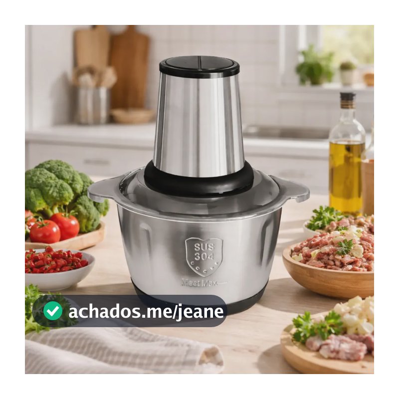 Multiprocessador E Triturador De Alimentos Elétrico Picador de 2 Litros Inox 110v Moedor de Alimentos Cortador de Carne Cortador de Legumes Multifuncional Triturador De Comida Oficial Risma
