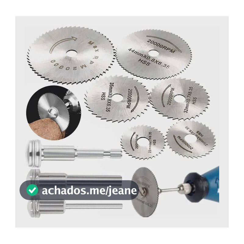 Kit Mini Disco de Corte Serra Circular Rolken Micro Retifica Furadeira Parafusadeira Profissional Universal Para Corte de Madeira Plástico e Alumínio