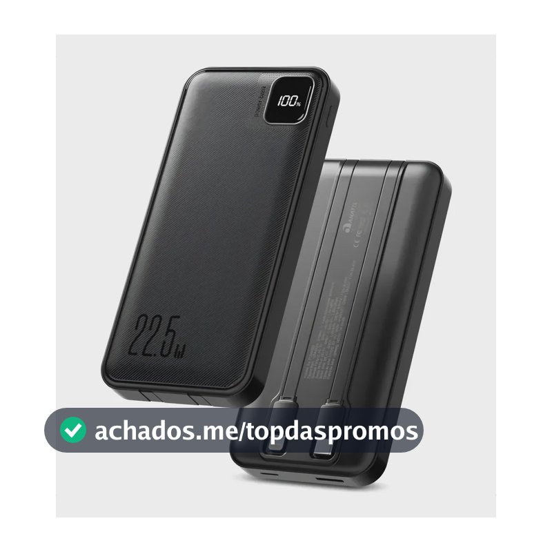 Power Bank 10000 mah Turbo 22.5w Carregador Portátil Display Digital Usb C Universal iPhone Samsung Xiaomi Motorola Audiophile