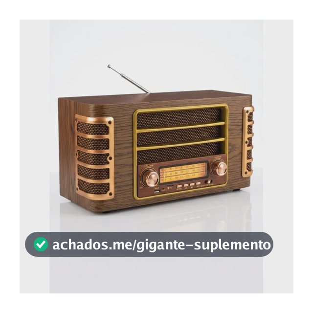 Rádio Antigo Retrô Grande De Madeira Recarregável Usb Bivolt Marrom 127/220v