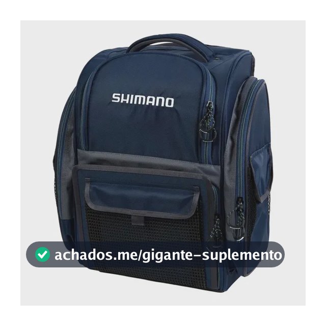 Mochila Pesca Lugb-15  Back Pack Xl Com 4 Estojos Shimano Azul Lisa