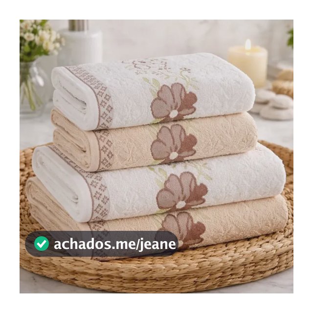 Jogo De Toalhas Karsten 100% Algodão Floral Grossa 4 Peças