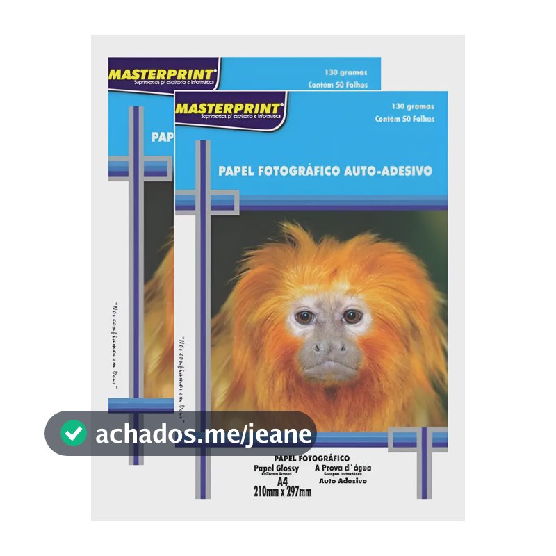 Papel Fotográfico Adesivo 130g A4 Glossy Masterprint 100 Fls Cor Branco