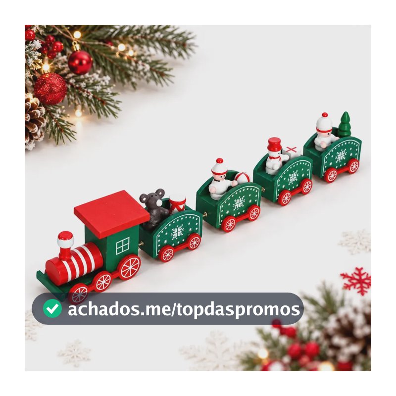 Trenzinho Enfeite De Natal Decoração Natalina Trem 5 Vagões Verde