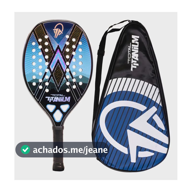 Raquete Beach Tennis Total Titanium Carbono 3k Azul | Leve (320g) e Equilibrada (25cm)